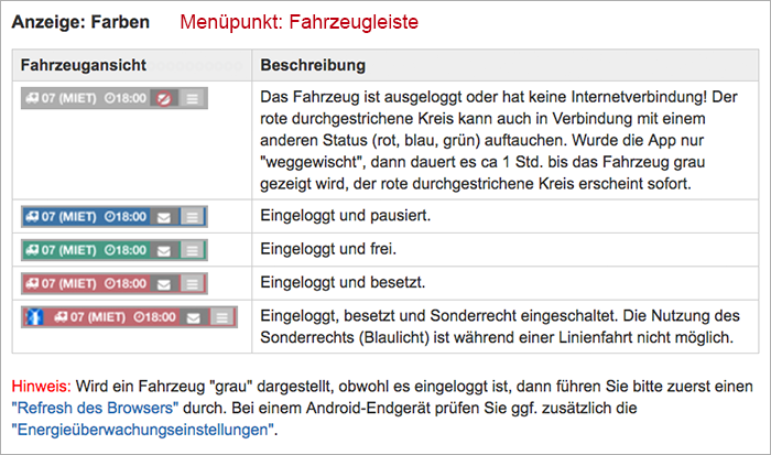 tt fahrzeugleistefarben